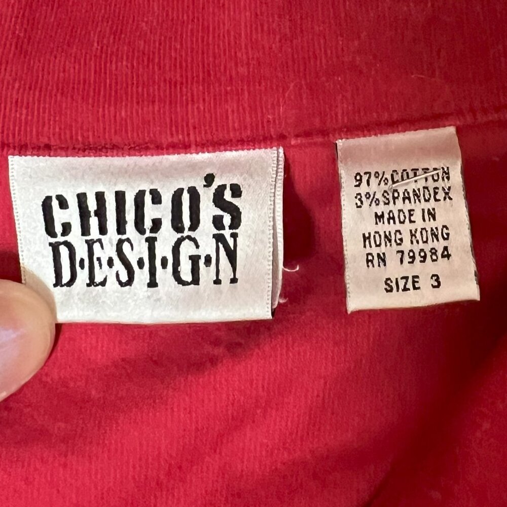 #147 Chico's Red Button-Down Dress Shirt Size 3 (16) - Picture 5 of 5
